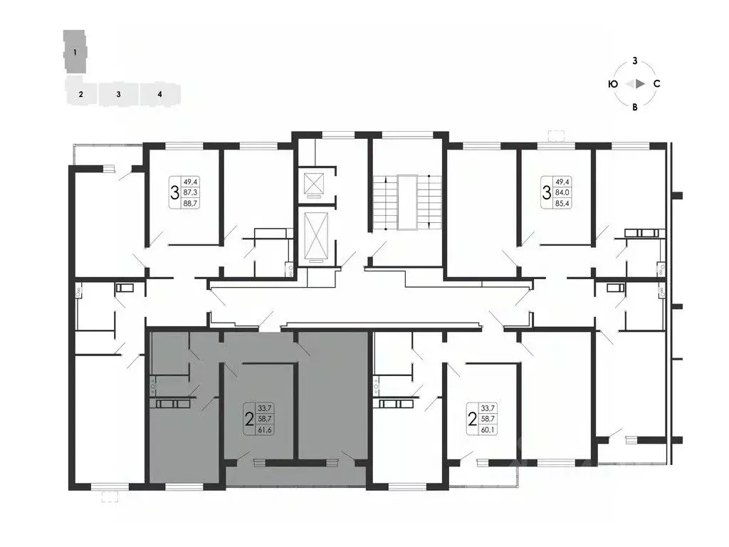 2-к кв. Воронежская область, Воронеж ул. Шишкова, 140Б/24 (61.6 м) - Фото 2