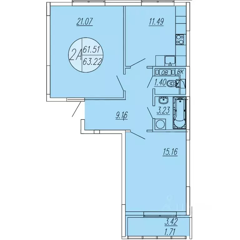 2-к кв. Московская область, Мытищи городской округ, д. Шолохово ... - Фото 1
