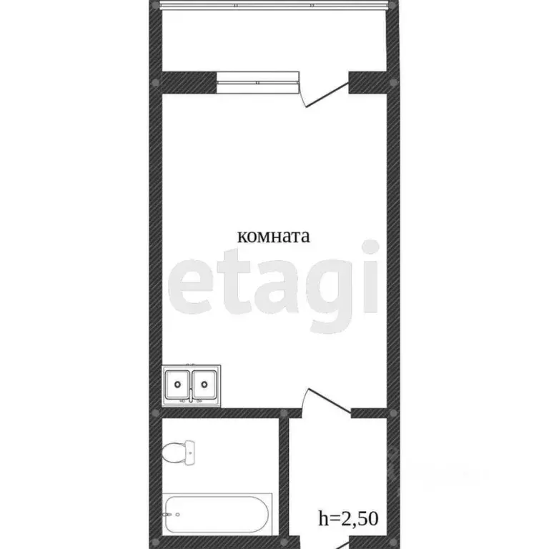 студия ханты-мансийский ао, сургут ул. крылова, 32 (24.0 м) - Фото 1