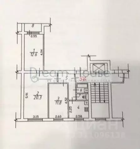 3-к. квартира, 59,6 м, 6/9 эт. - Фото 0