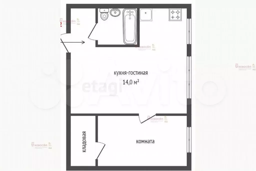 2-к. квартира, 40 м, 1/3 эт. - Фото 0