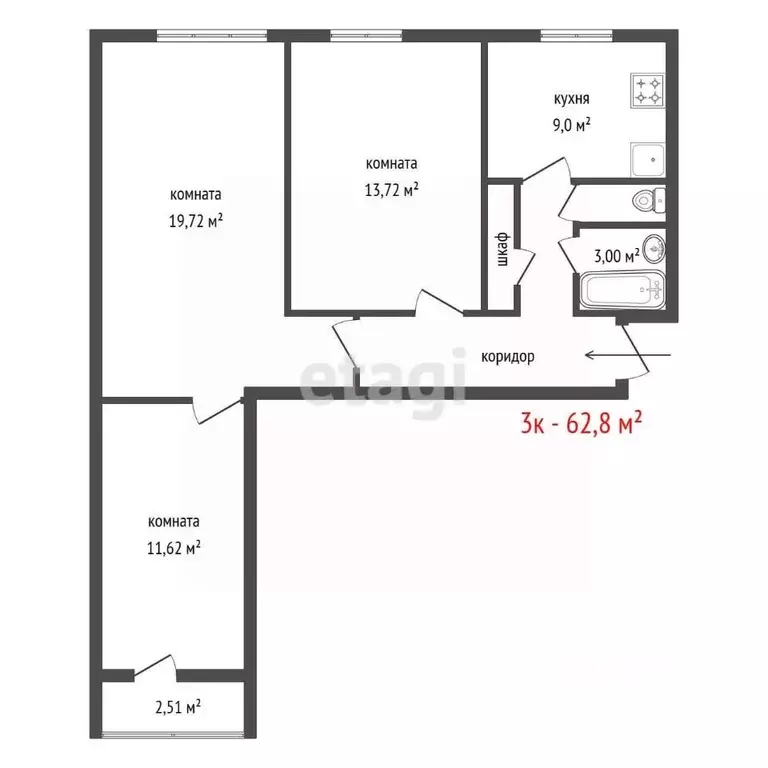 3-к кв. Свердловская область, Белоярский муниципальный округ, с. ... - Фото 2