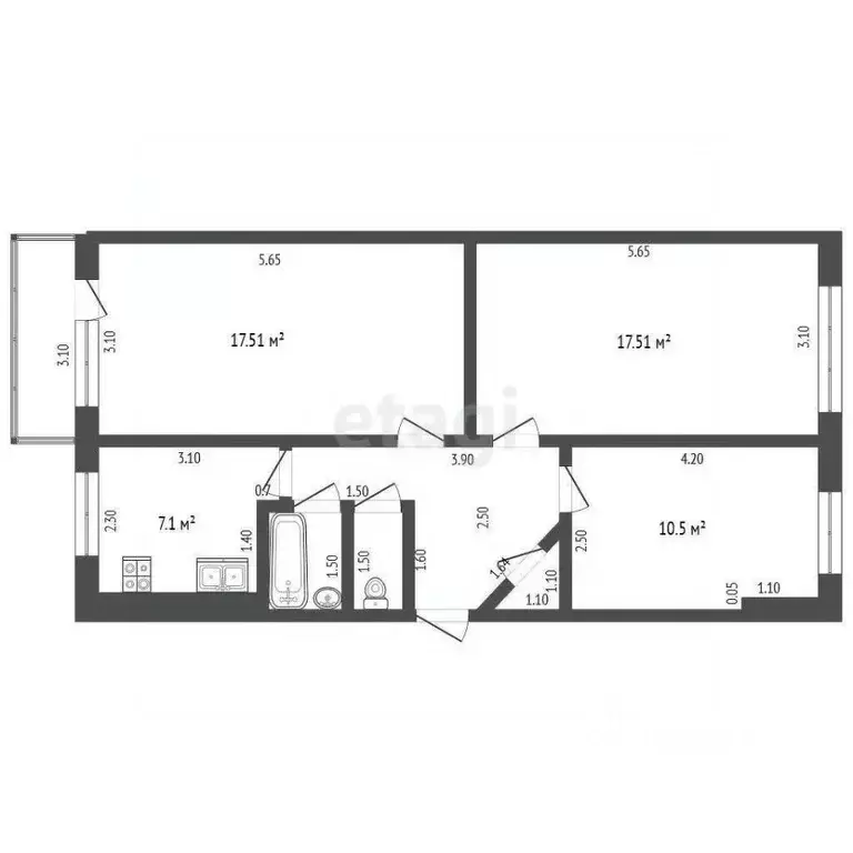 3-к кв. Белгородская область, Шебекино Парковая ул., 1 (64.0 м) - Фото 2