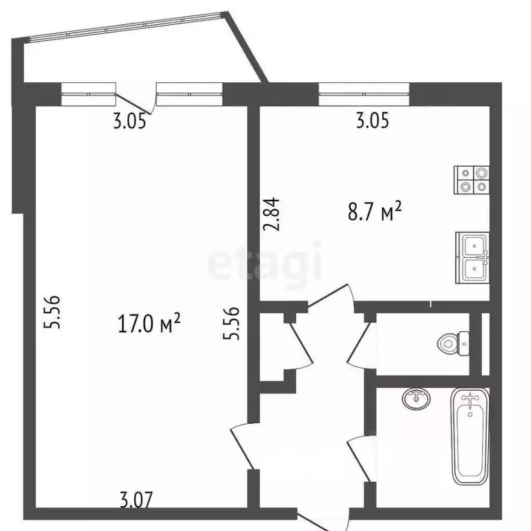 1-к кв. Челябинская область, Челябинск ул. Мамина, 5 (33.0 м) - Фото 0