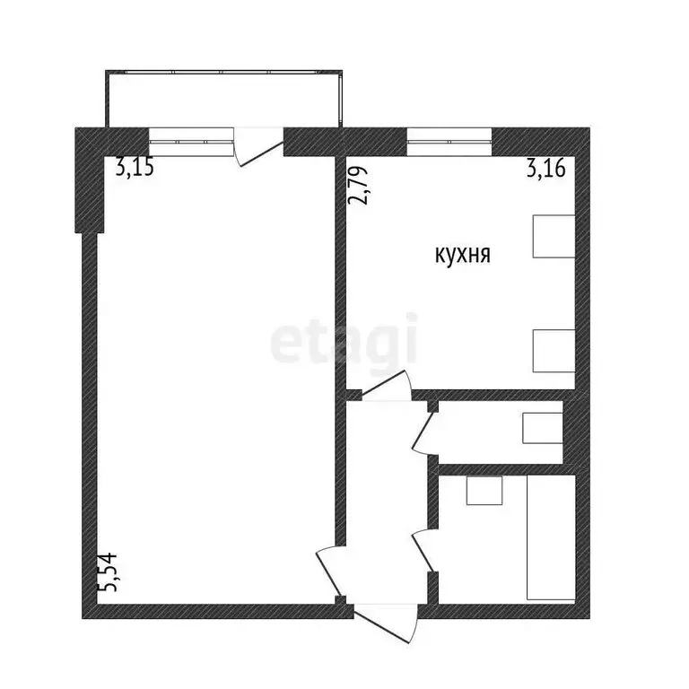 1-комнатная квартира: Белгород, Славянская улица, 7 (33.9 м) - Фото 1