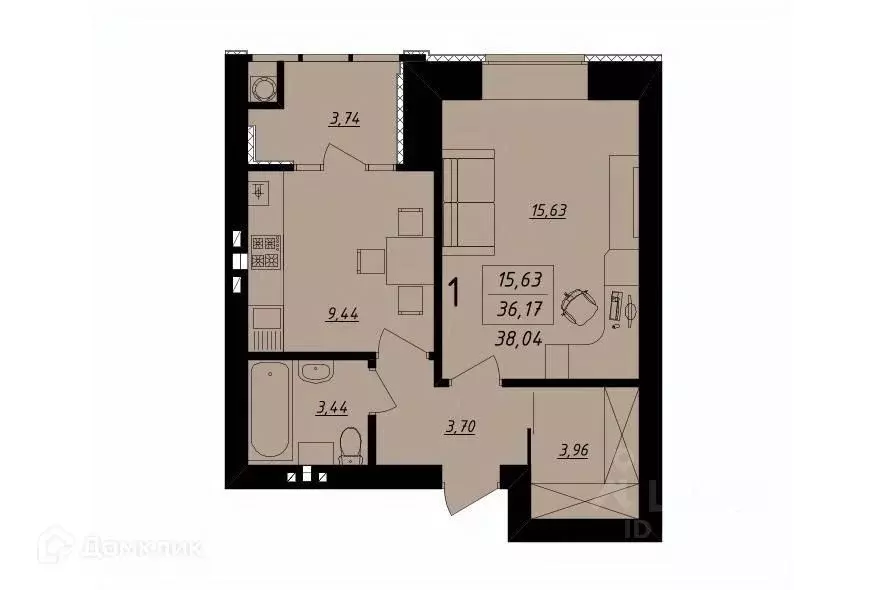1-к кв. Рязанская область, Рязань Октябрьская ул., 4к1 (38.9 м) - Фото 0