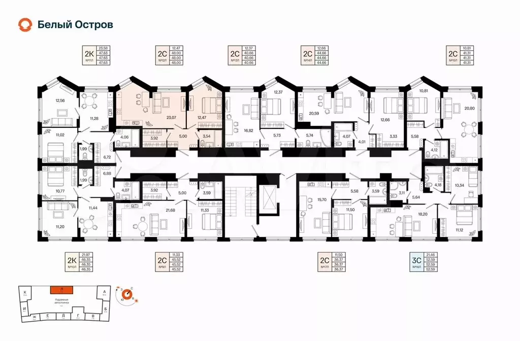 2-к. квартира, 48 м, 2/7 эт. - Фото 1