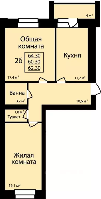 2-к кв. Тамбовская область, Тамбов ул. Имени С.И. Савостьянова, 3 ... - Фото 0