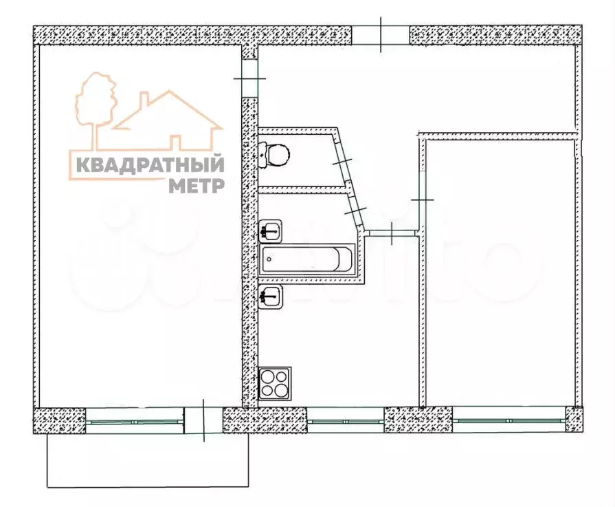 2-к. квартира, 45 м, 3/5 эт. - Фото 0