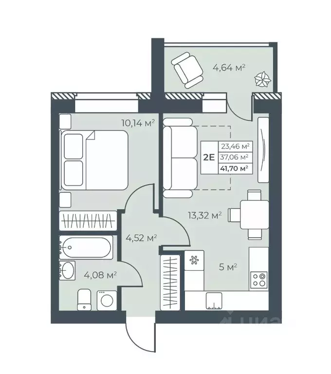 2-к кв. Нижегородская область, Выкса инженера Шухова кв-л,  (41.7 м) - Фото 1