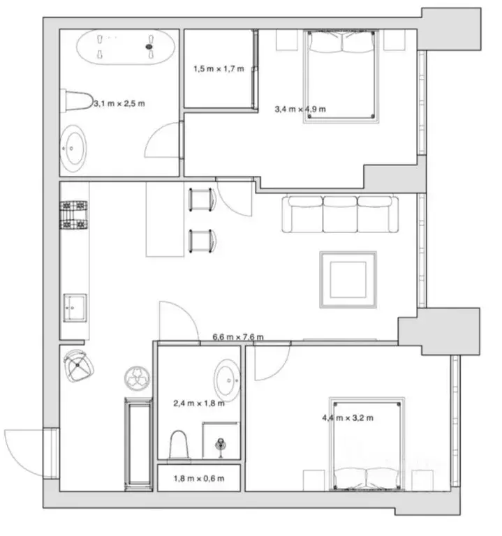 3-к кв. Москва Мичуринский просп., 56 (70.5 м) - Фото 2