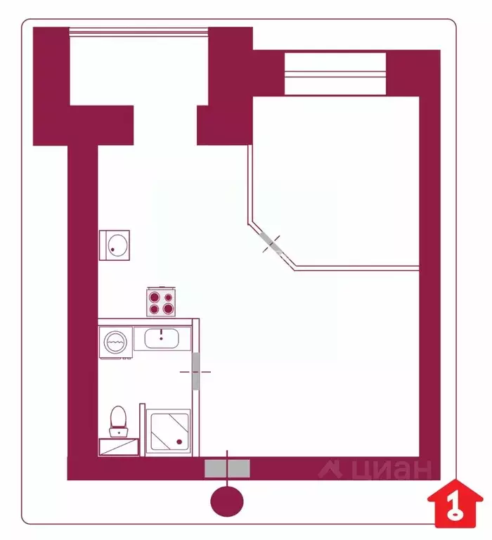 1-к кв. Омская область, Омск ул. 5-я Северная, 124 (39.1 м) - Фото 2