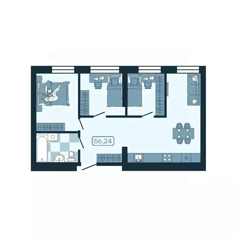 3-к кв. Приморский край, Владивосток ул. Борисенко (56.24 м) - Фото 1