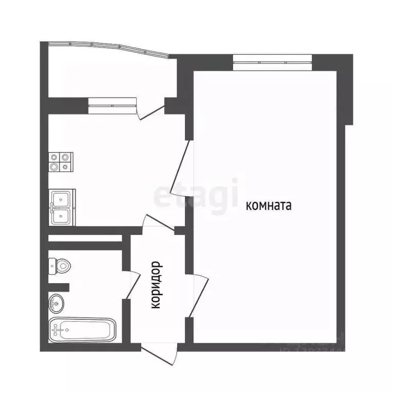 1-к кв. Тюменская область, Тюмень ул. Федюнинского, 56к1 (40.7 м) - Фото 1