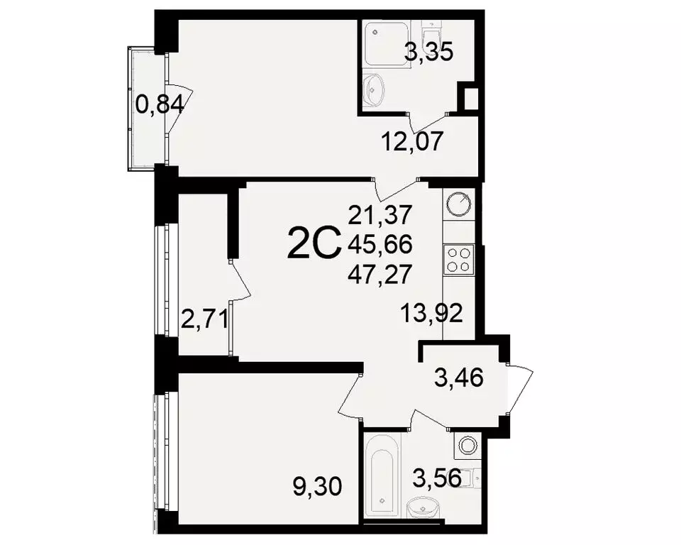 2-комнатная квартира: рязань, куйбышевское шоссе, 17 (47.27 м) - Фото 0