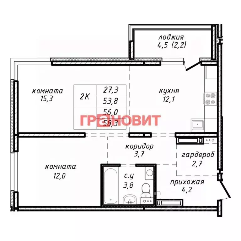 2-к кв. Новосибирская область, Новосибирск ул. Связистов, 162 (56.0 м) - Фото 0