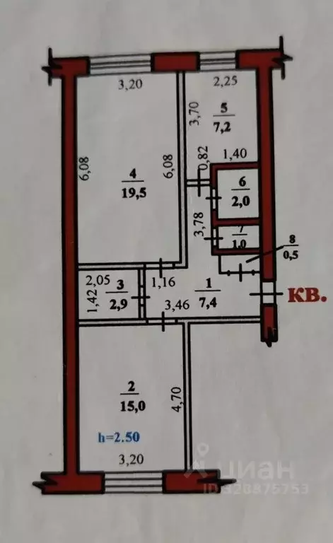 2-к кв. Башкортостан, Стерлитамак Коммунистическая ул., 69 (55.0 м) - Фото 2