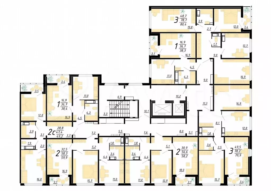 3-к. квартира, 80 м, 12/21 эт. - Фото 1