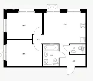 3-комнатная квартира: Южно-Сахалинск, жилой комплекс Уюн Парк (55 м) - Фото 1