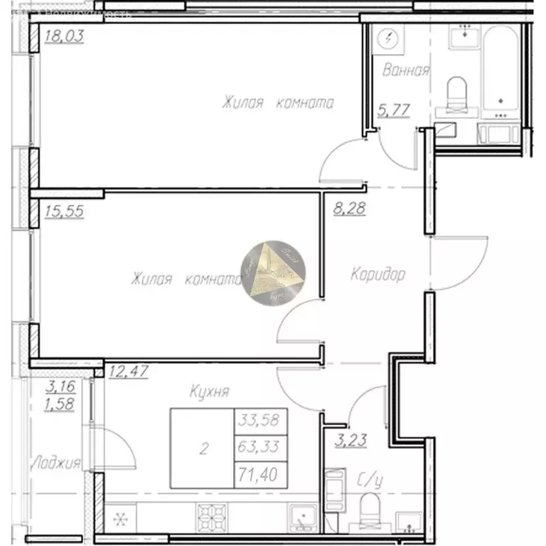 2-комнатная квартира: Санкт-Петербург, Среднерогатская улица, 11к2 ... - Фото 1