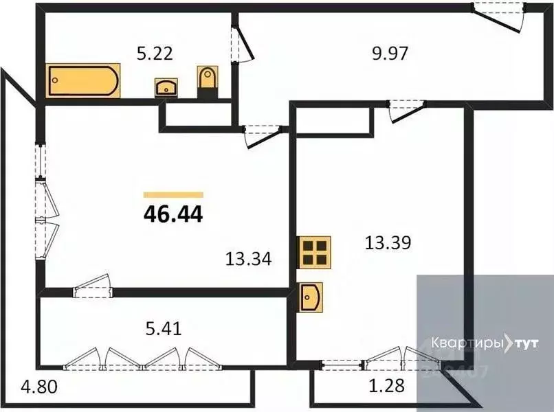 1-к кв. Воронежская область, Воронеж Средне-Московская ул., 60 (46.44 ... - Фото 0