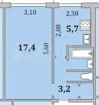 1-к. квартира, 31 м, 2/5 эт. - Фото 0