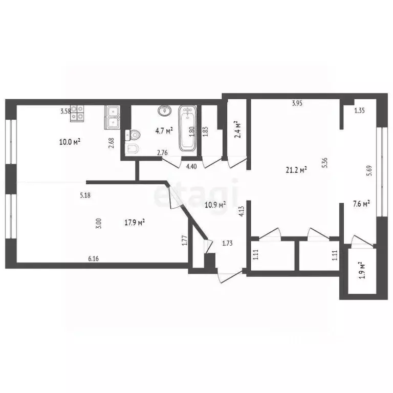 2-к кв. Кемеровская область, Кемерово Октябрьский просп., 59 (83.6 м) - Фото 2