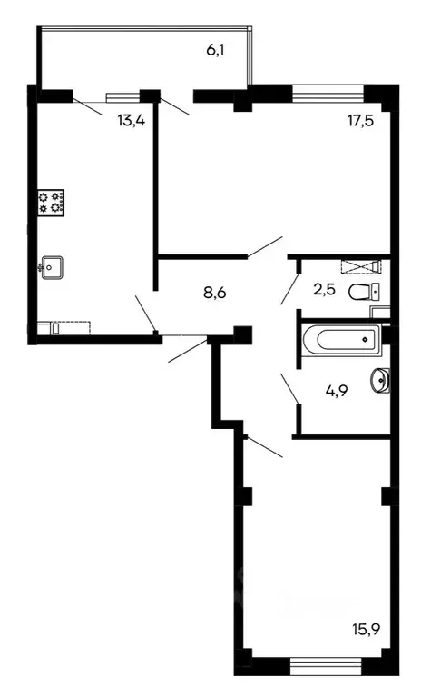 2-к кв. Севастополь Ленинский муниципальный округ, Доброгород жилой ... - Фото 1