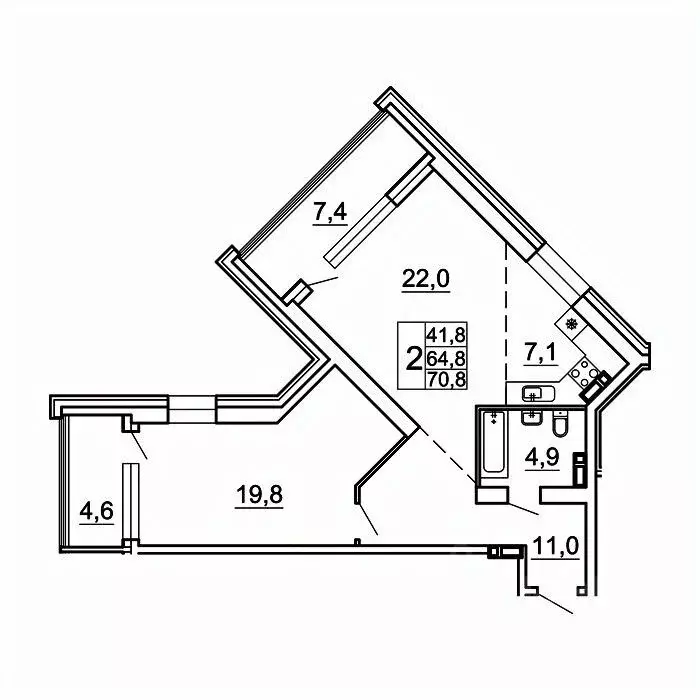 2-к кв. Приморский край, Владивосток Лесная ул., 1В/1 (70.8 м) - Фото 1
