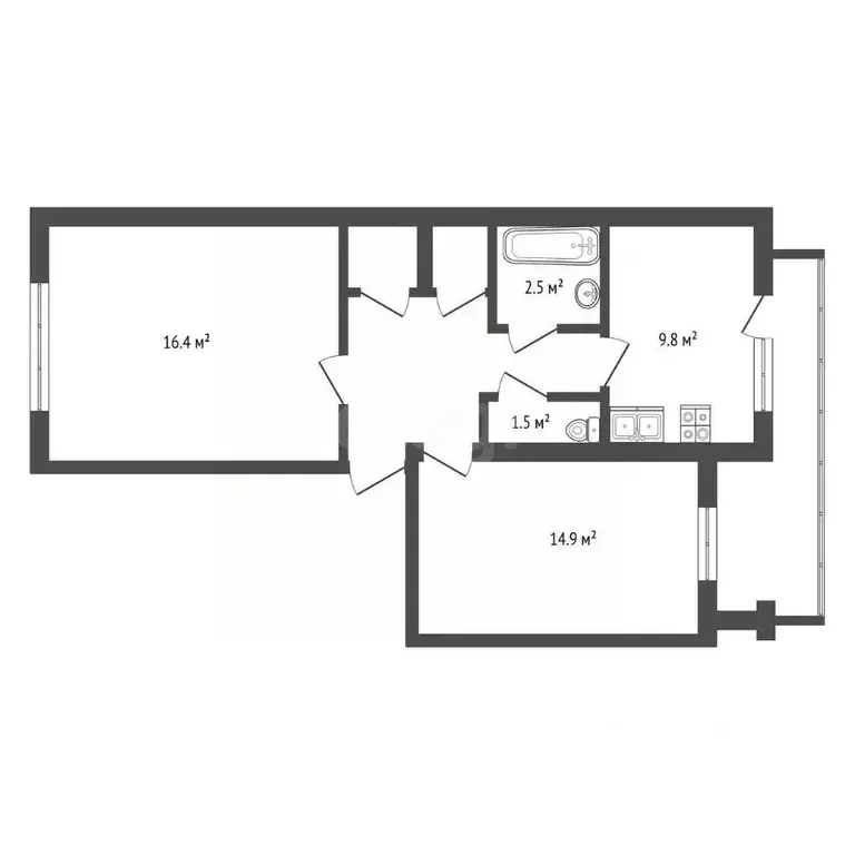 2-к кв. Крым, Феодосия ул. Челнокова, 82 (51.8 м) - Фото 2