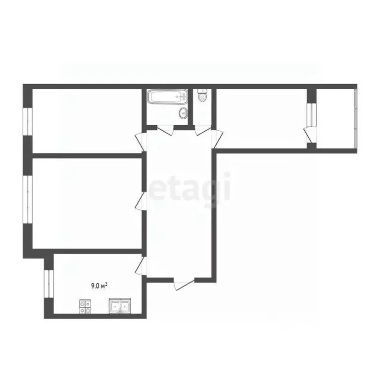 3-к кв. Тюменская область, Тюмень ул. Мельникайте, 136 (66.3 м) - Фото 1