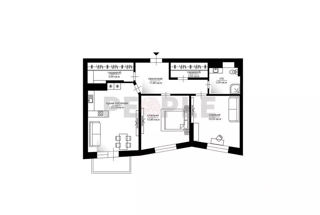 3-к кв. Москва просп. Маршала Жукова, 43к5 (75.5 м) - Фото 1