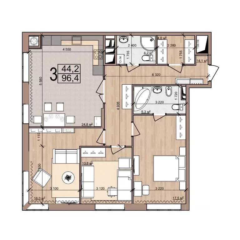 3-к кв. Рязанская область, Рязань Московский р-н, проезд 4-й ... - Фото 1