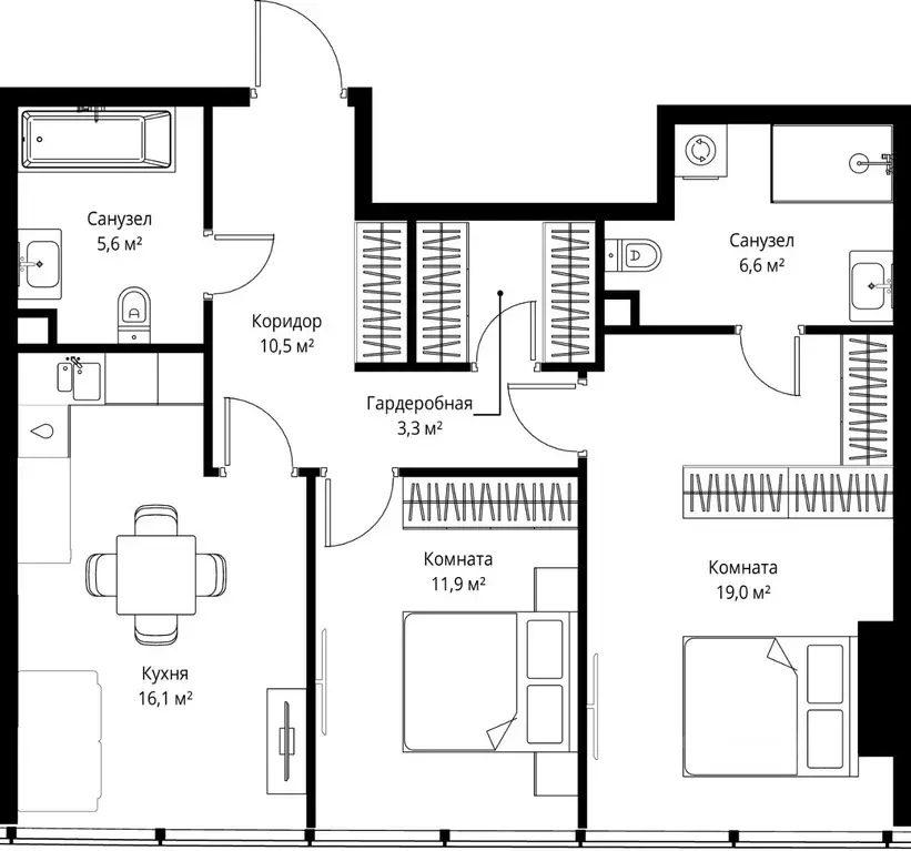 2-к кв. Москва 1-й Красногвардейский проезд, 13 (73.0 м) - Фото 2