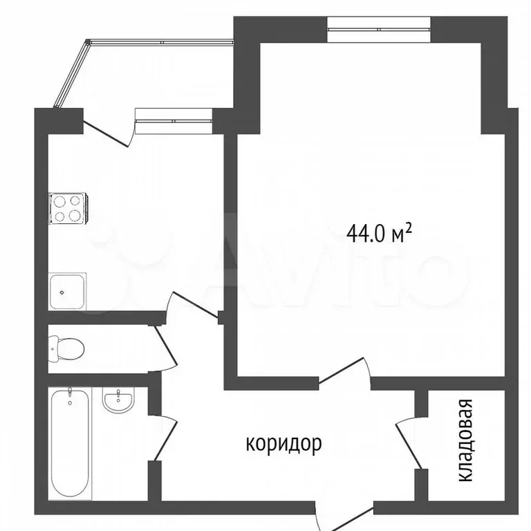 1-к. квартира, 43,3 м, 7/9 эт. - Фото 0