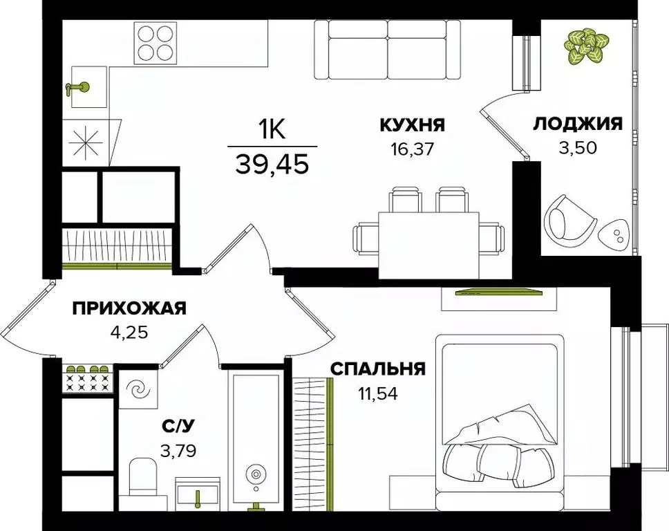 1-к кв. Тульская область, Тула  (39.45 м) - Фото 0