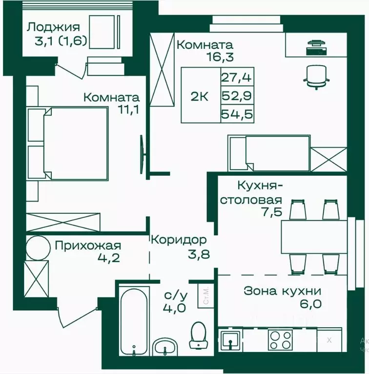2-к кв. Алтай, Майминский район, с. Майма Алтайская ул., 2к5 (54.5 м) - Фото 2