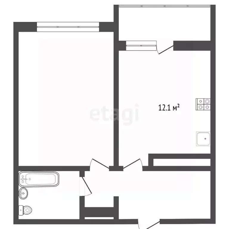 1-к кв. Тюменская область, Тюмень ул. Николая Зелинского, 19 (36.7 м) - Фото 2