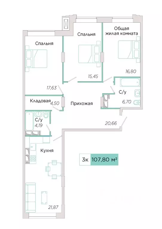 3-к кв. Самарская область, Тольятти Спортивная ул., 21 (107.8 м) - Фото 0