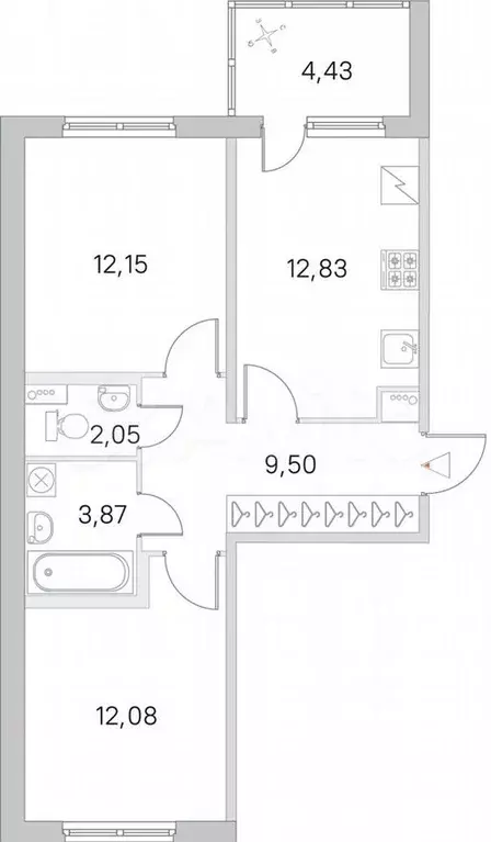 2-к. квартира, 54,7м, 1/5эт. - Фото 0