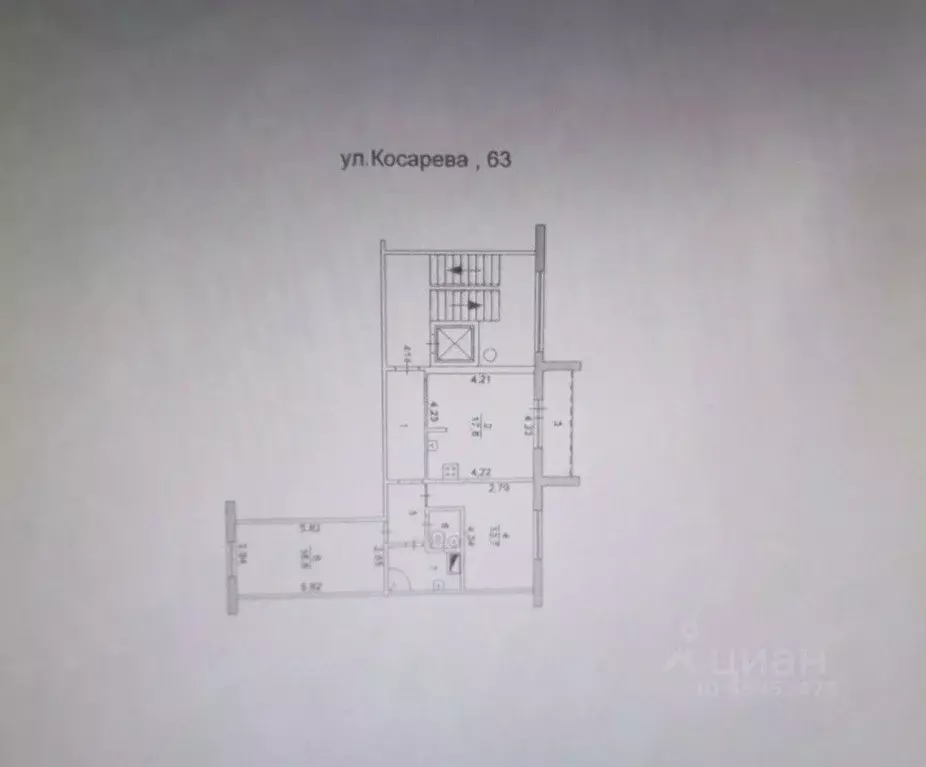 3-к кв. Челябинская область, Челябинск ул. Косарева, 63 (63.9 м) - Фото 2
