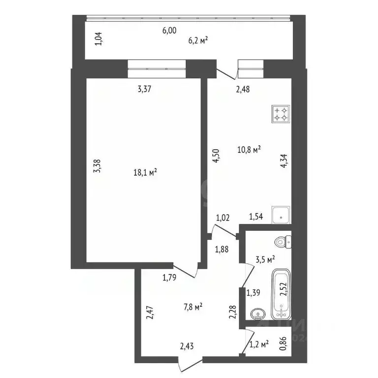 1-к кв. Башкортостан, Уфа ул. Минигали Губайдуллина, 19 (41.4 м) - Фото 2