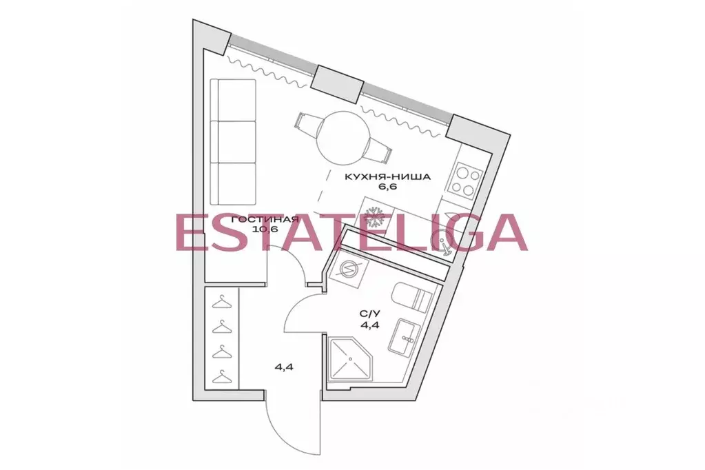 Студия Москва пос. Марьино, Детали жилой комплекс (26.0 м) - Фото 2