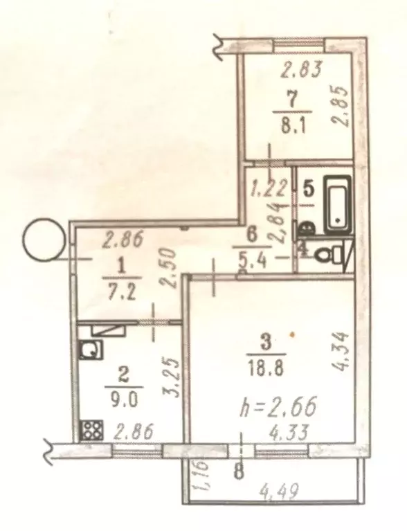 2-к кв. Омская область, Омск ул. Ватутина, 24 (52.3 м) - Фото 1