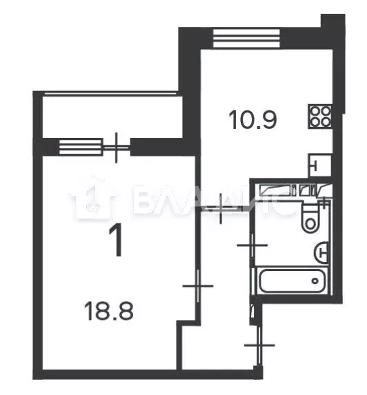 1-комнатная квартира: Москва, Полярная улица, 3 (39.3 м) - Фото 1