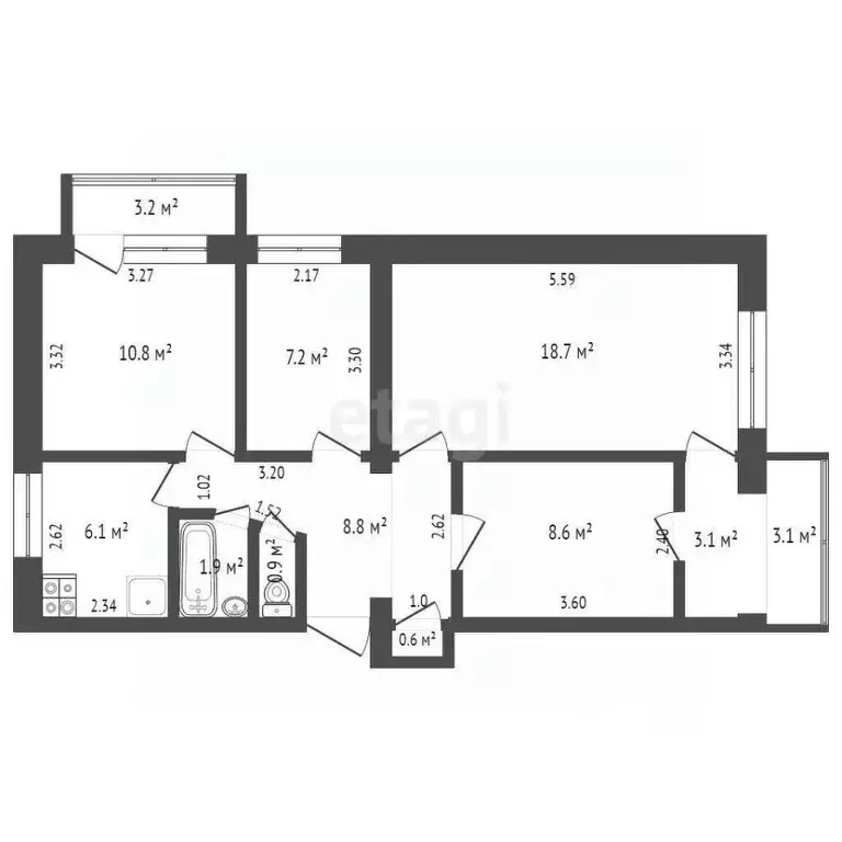4-к кв. Крым, Евпатория ул. Перекопская (63.6 м) - Фото 2