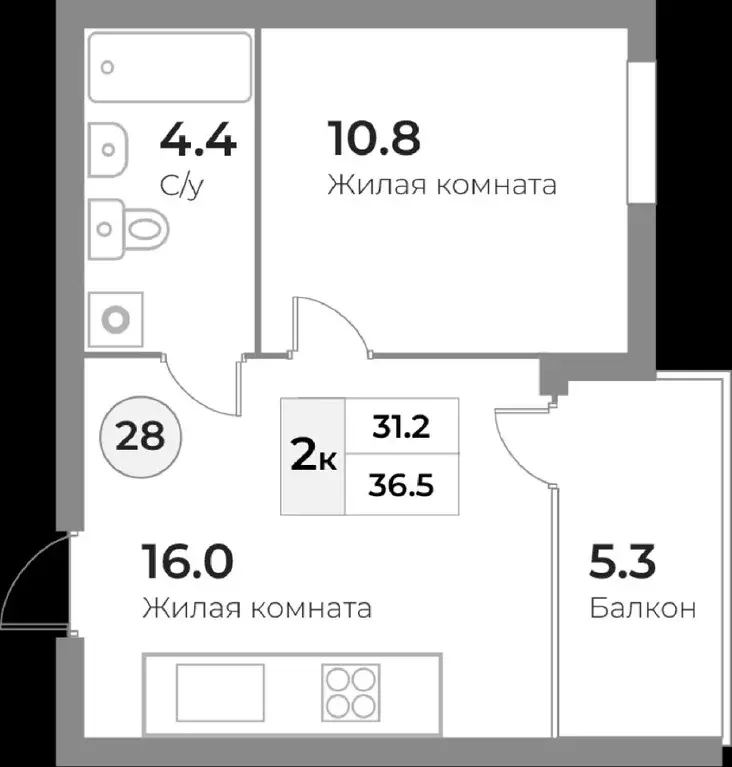 2-к кв. Калининградская область, Зеленоградск  (36.5 м) - Фото 1