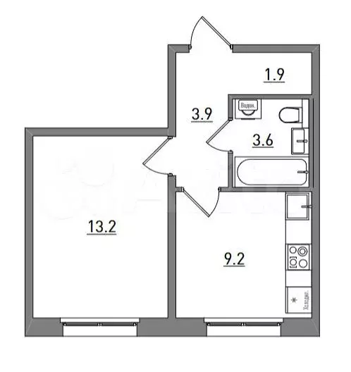 1-к. квартира, 31,8 м, 1/17 эт. - Фото 1