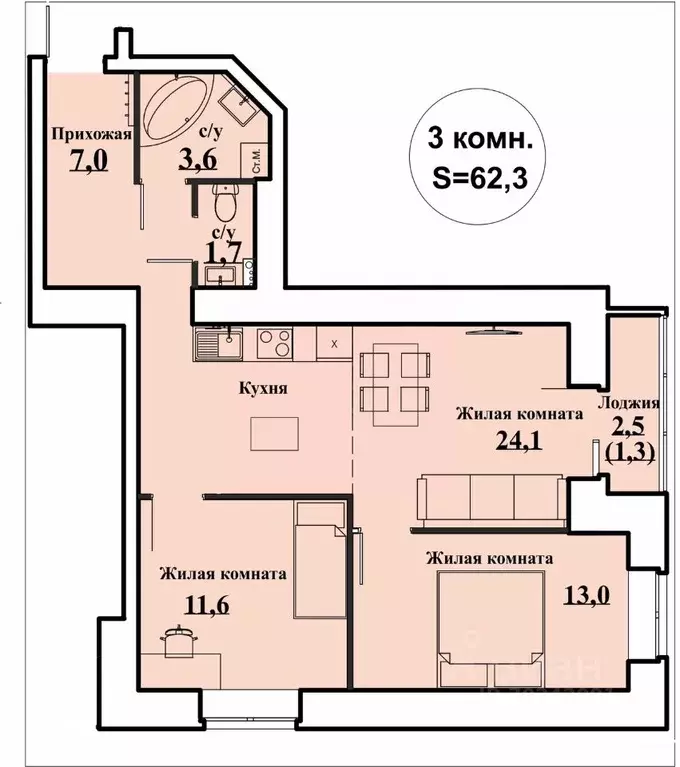 3-к кв. Кировская область, Киров ул. Архитектора Валерия Зянкина, 11к1 ... - Фото 0