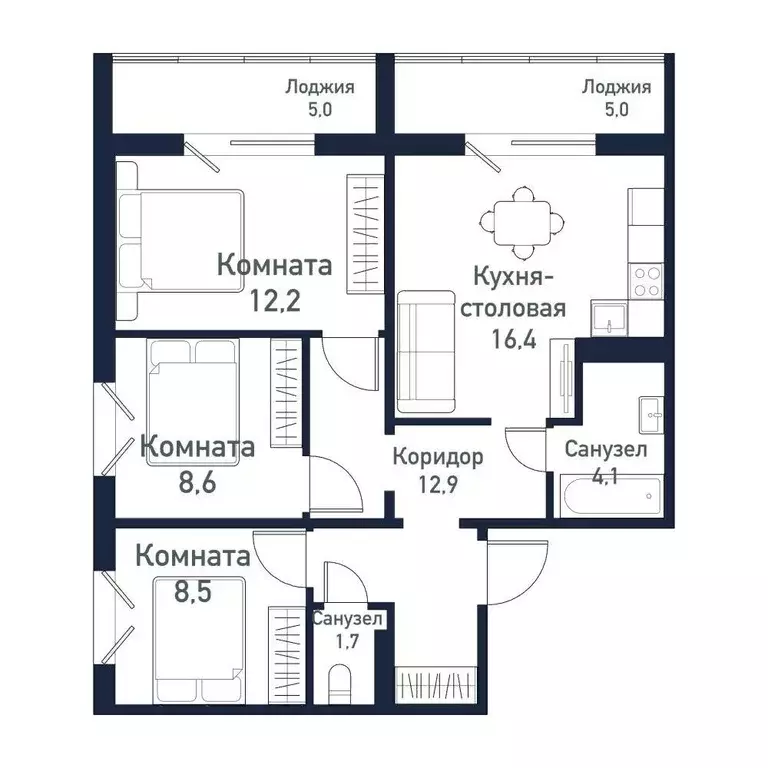 Продаётся 3-к квартира, 64.4 м - Фото 0